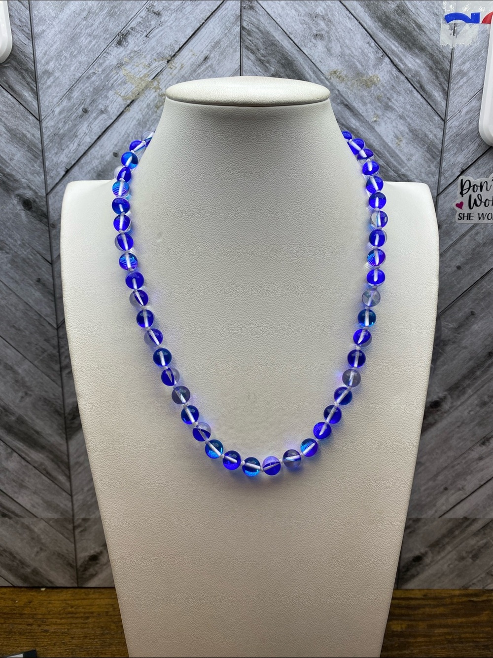Cobalt Blue Mermaid Glass Bead 18 inch Necklace APRILSPLACE